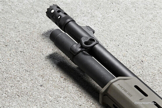 The Magpul shotgun QD sling swivel mount is made out of cast steel